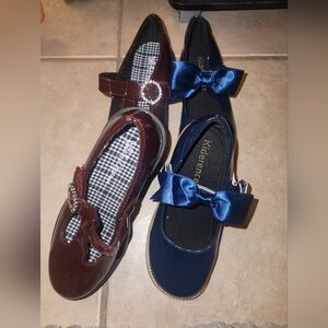 Patent Leather Burgundy And Navy Blue Mary Jane Shoes Bundle